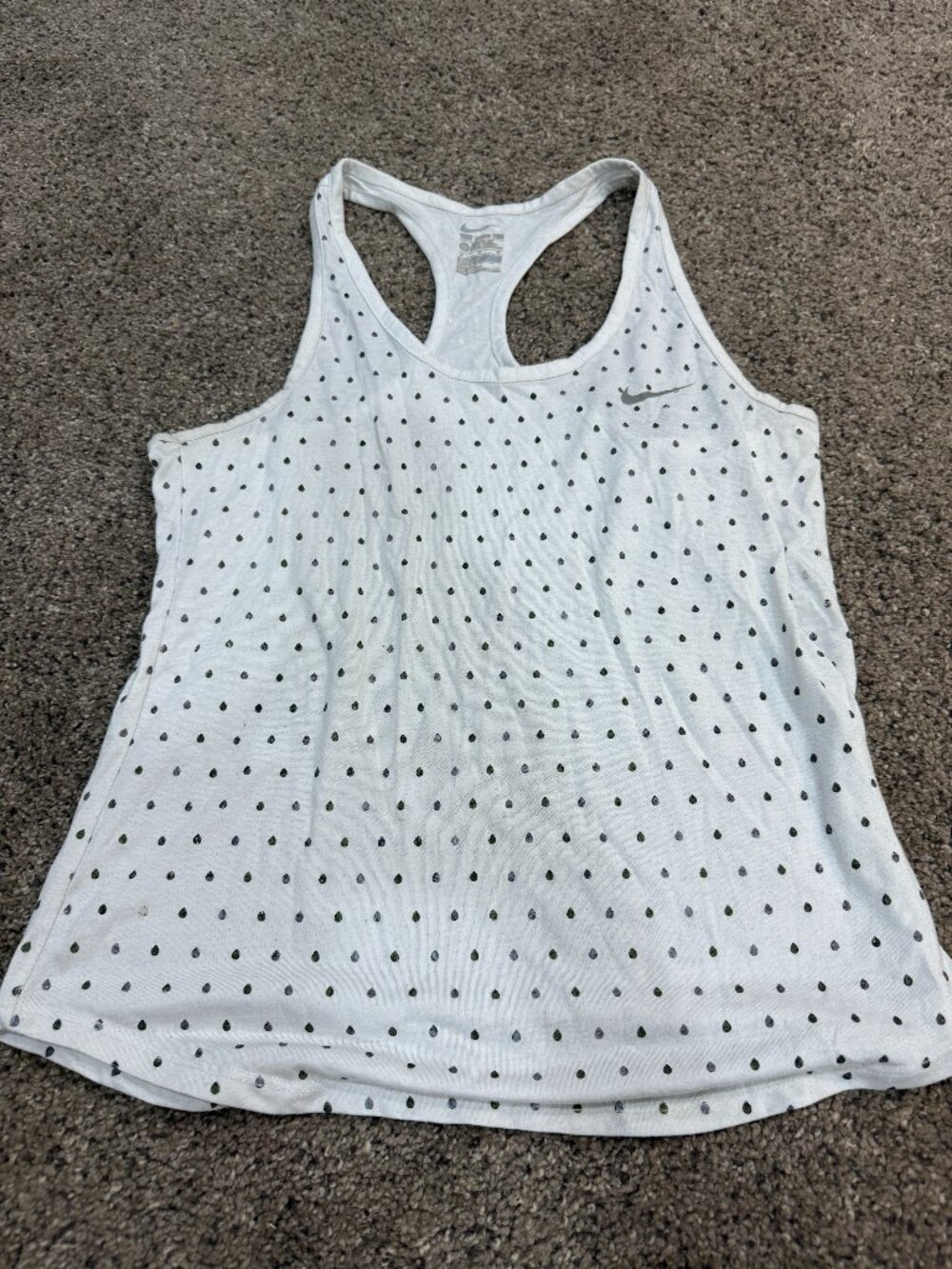 Nike Women's Medium White Gray Teardrop Dri-FIT Tank Top